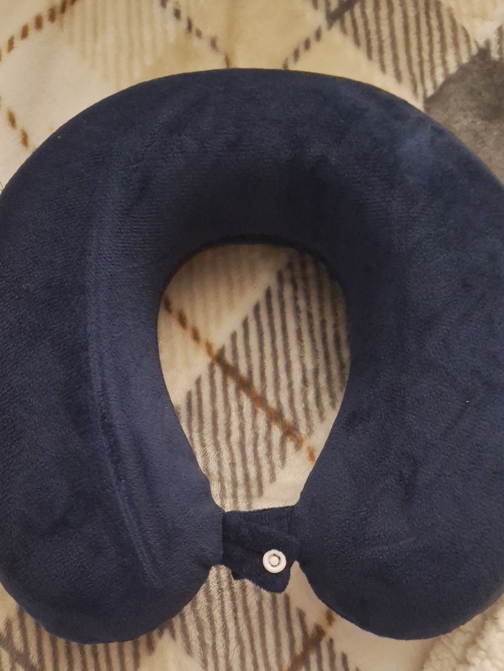 Plush Navy Memory Foam Travel Neck Pillow
